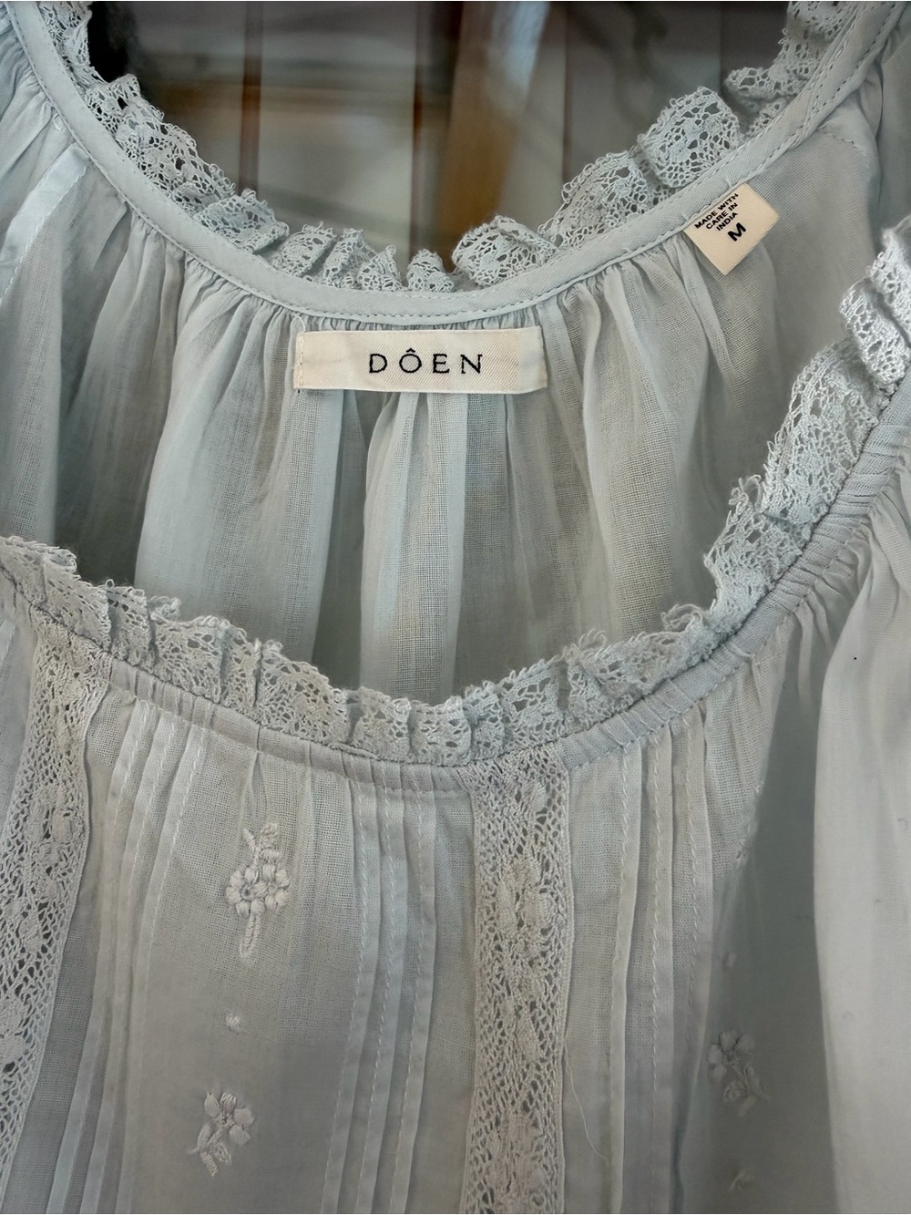 Doen Powder Blue Embroidered Puff-Sleeve Frederica Blouse - Picture 4 of 6